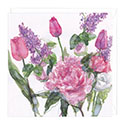 Card Pink Tulips Peony and Lilacs
